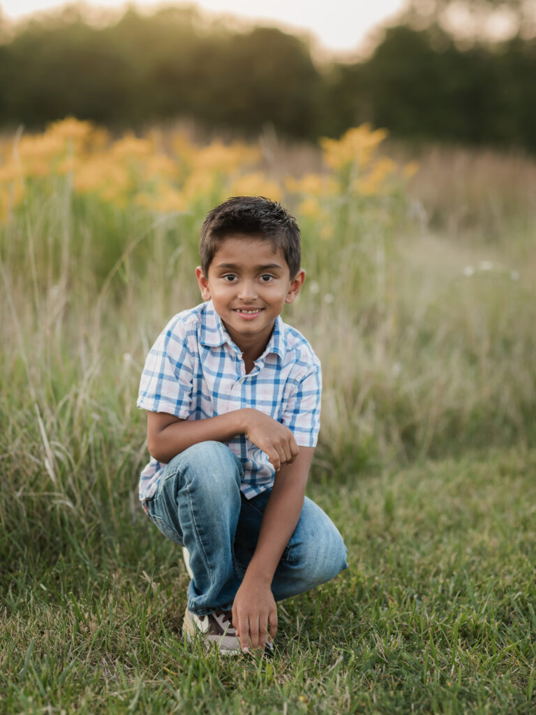 portrait of boy in park for family photo session