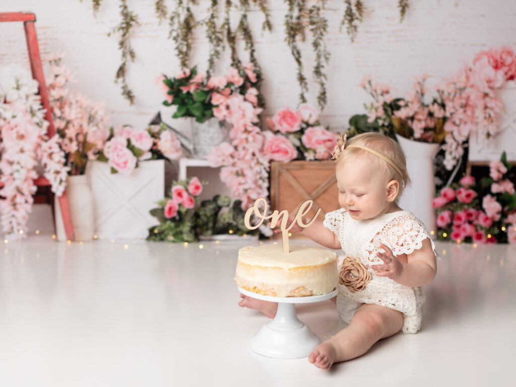 baby girls first birthday studio photoshoot